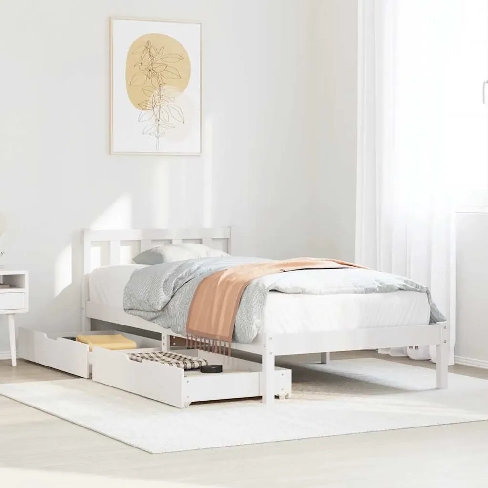 Certificado Anti-Alérgico Cama sem colchão 90x200 cm madeira de pinho maciç branco