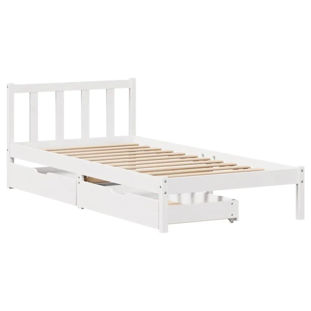 Certificado Anti-Alérgico Cama sem colchão 90x200 cm madeira de pinho maciç branco