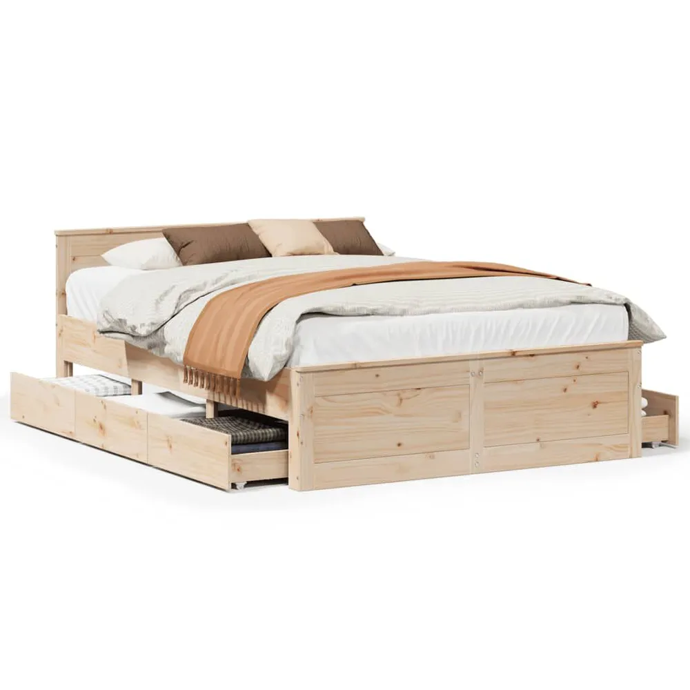 Certificado Anti-Alérgico Cama sem colchão com cabeceira 160x200 cm pinho maciço