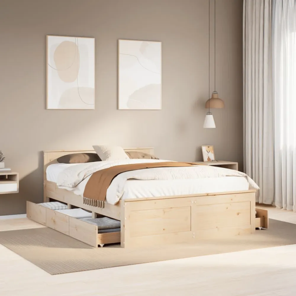 Certificado Anti-Alérgico Cama sem colchão com cabeceira 160x200 cm pinho maciço