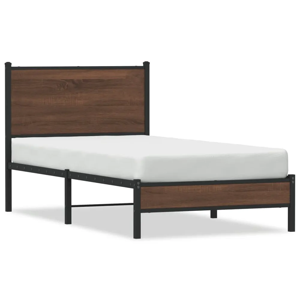 Certificado Anti-Alérgico Estrutura de cama sem colchão 90x200 cm metálico carvalho castanho