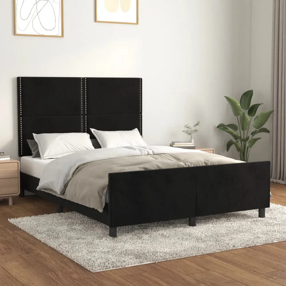 Certificado Anti-Alérgico Estrutura de cama sem colchão 140x200 cm veludo preto