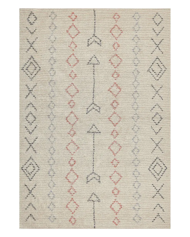 Cotton Area Rug 140 x 200 cm Beige DISPUR
