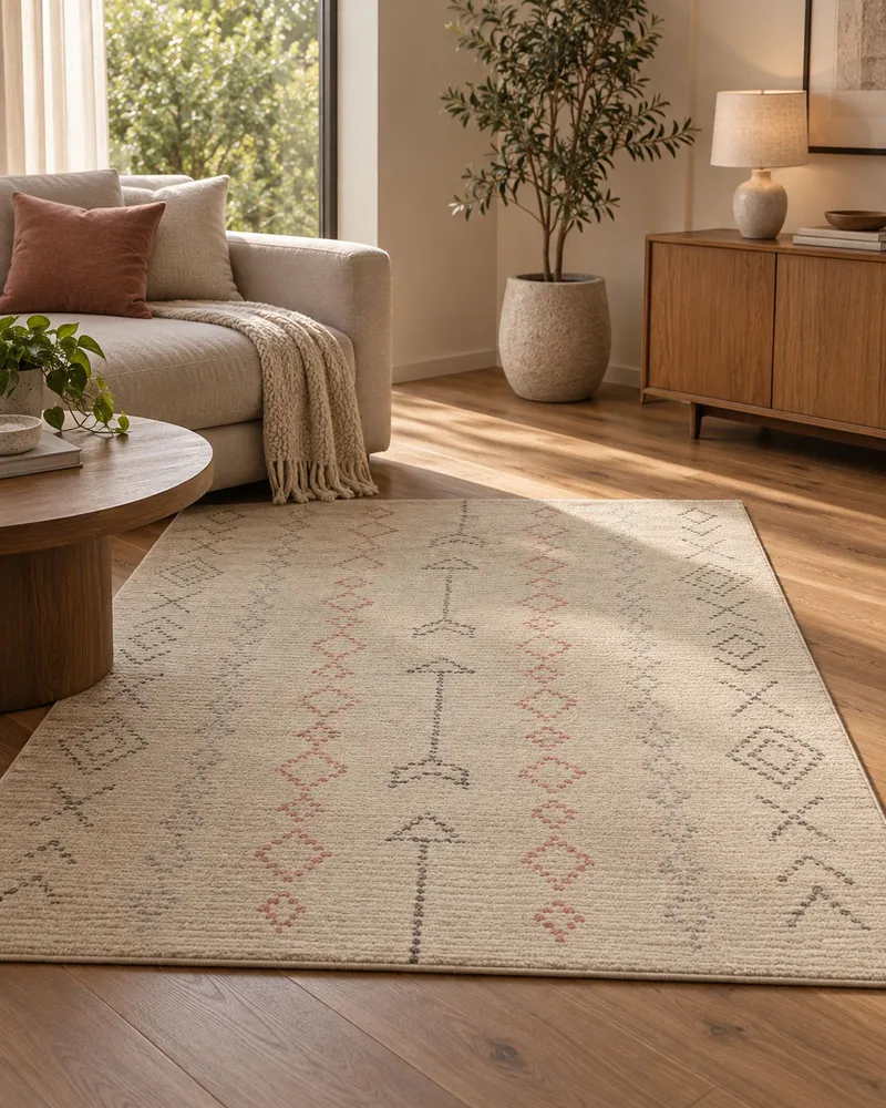 Cotton Area Rug 140 x 200 cm Beige DISPUR