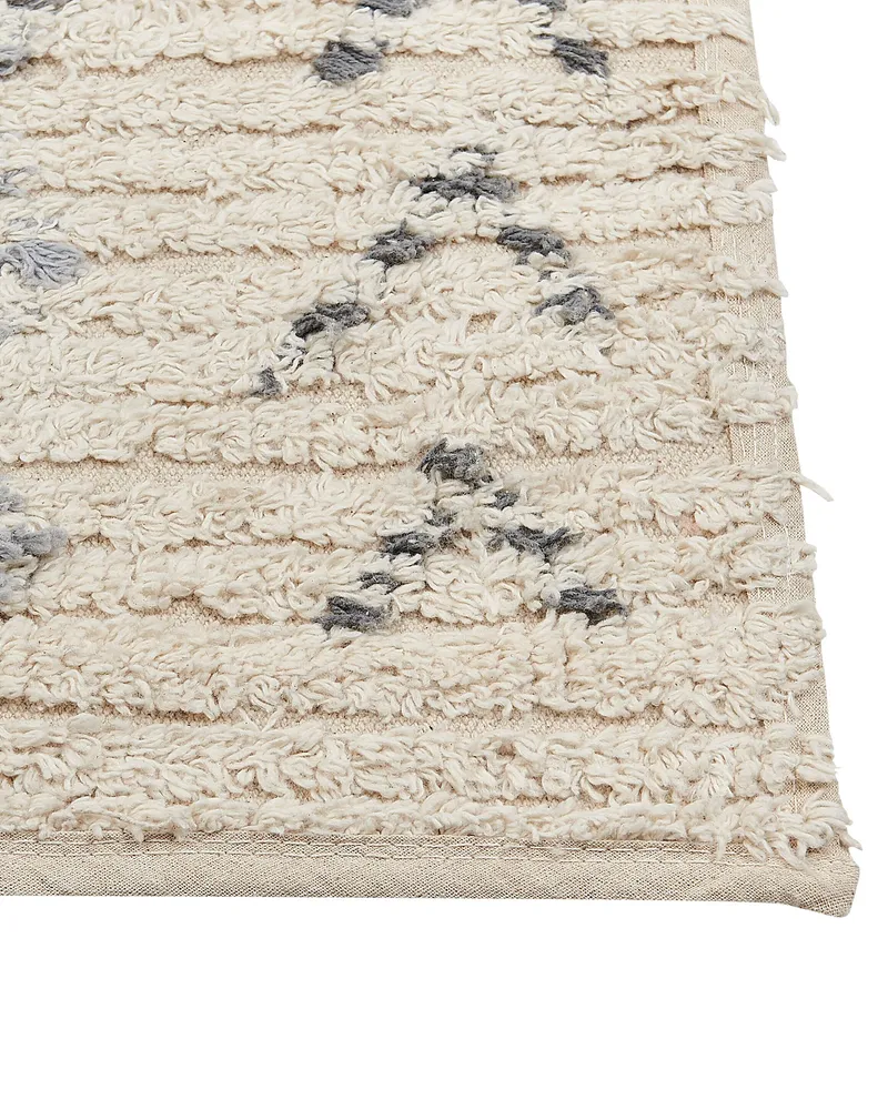 Cotton Area Rug 140 x 200 cm Beige DISPUR