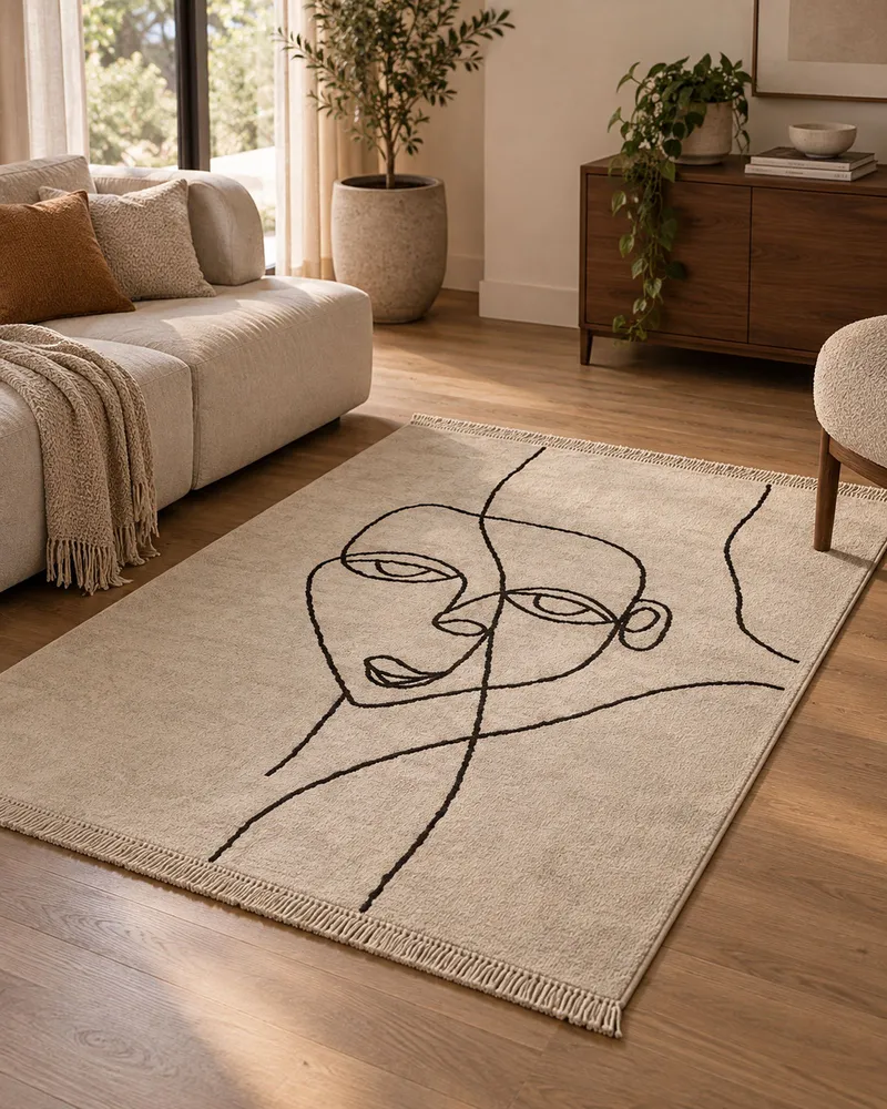 Cotton Area Rug 140 x 200 cm Beige and Negro NURU