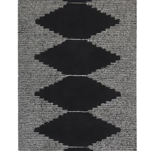 Cotton Area Rug 140 x 200 cm Black and White BATHINDA