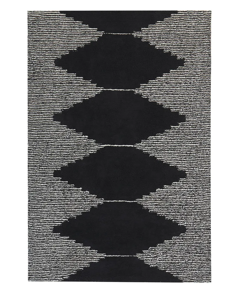 Cotton Area Rug 140 x 200 cm Black and White BATHINDA