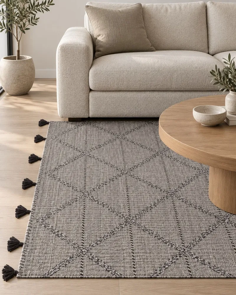 Cotton Area Rug 140 x 200 cm Brown TUZLA