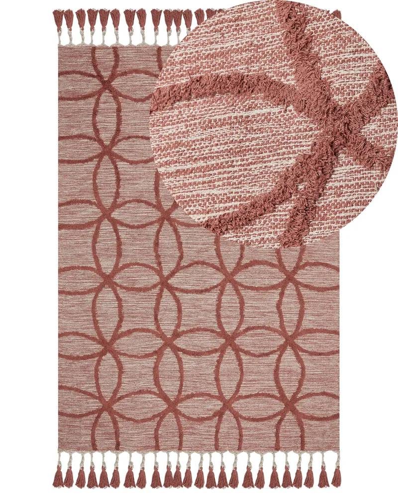 Cotton Area Rug 140 x 200 cm Red KIRSEHIR
