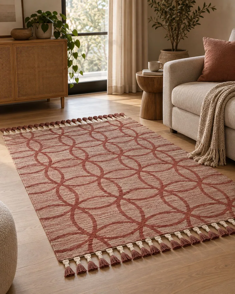 Cotton Area Rug 140 x 200 cm Red KIRSEHIR