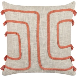 Cotton Cushion Abstract Pattern 45 x 45 cm Beige and Orange PLEIONE