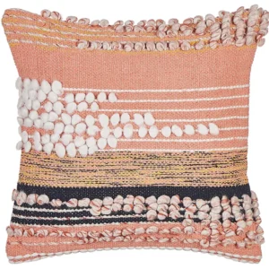 Cotton Cushion Striped Pattern 45 x 45 cm Orange DEUTZIA
