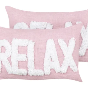 2 Cotton Cushions 30 x 50 cm Pastel Pink RELAXIFY