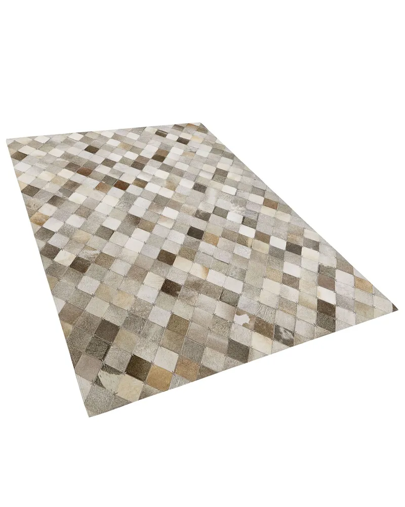 Cowhide Area Rug Grey and Café 140 x 200 cm BANAZ