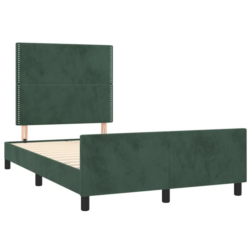 Estrutura de cama com colchão verde obscuro 120x190 cm Veludo