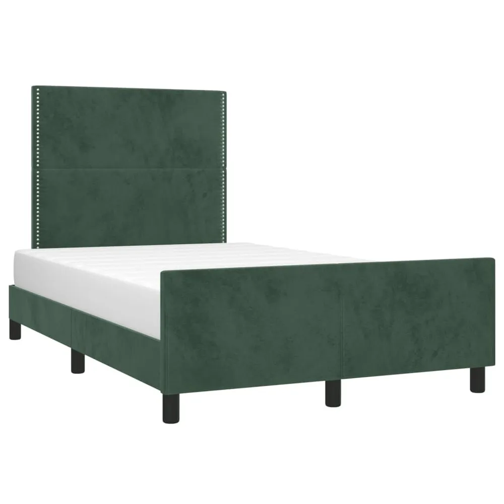 Estrutura de cama com colchão verde obscuro 120x190 cm Veludo
