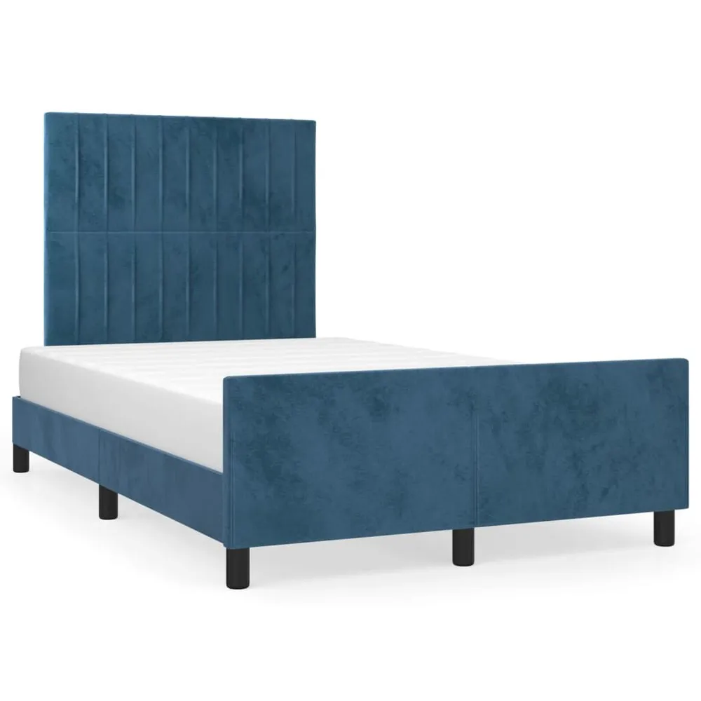 Estrutura de cama sem colchão 120x200 cm veludo azul em Tecido Resistente