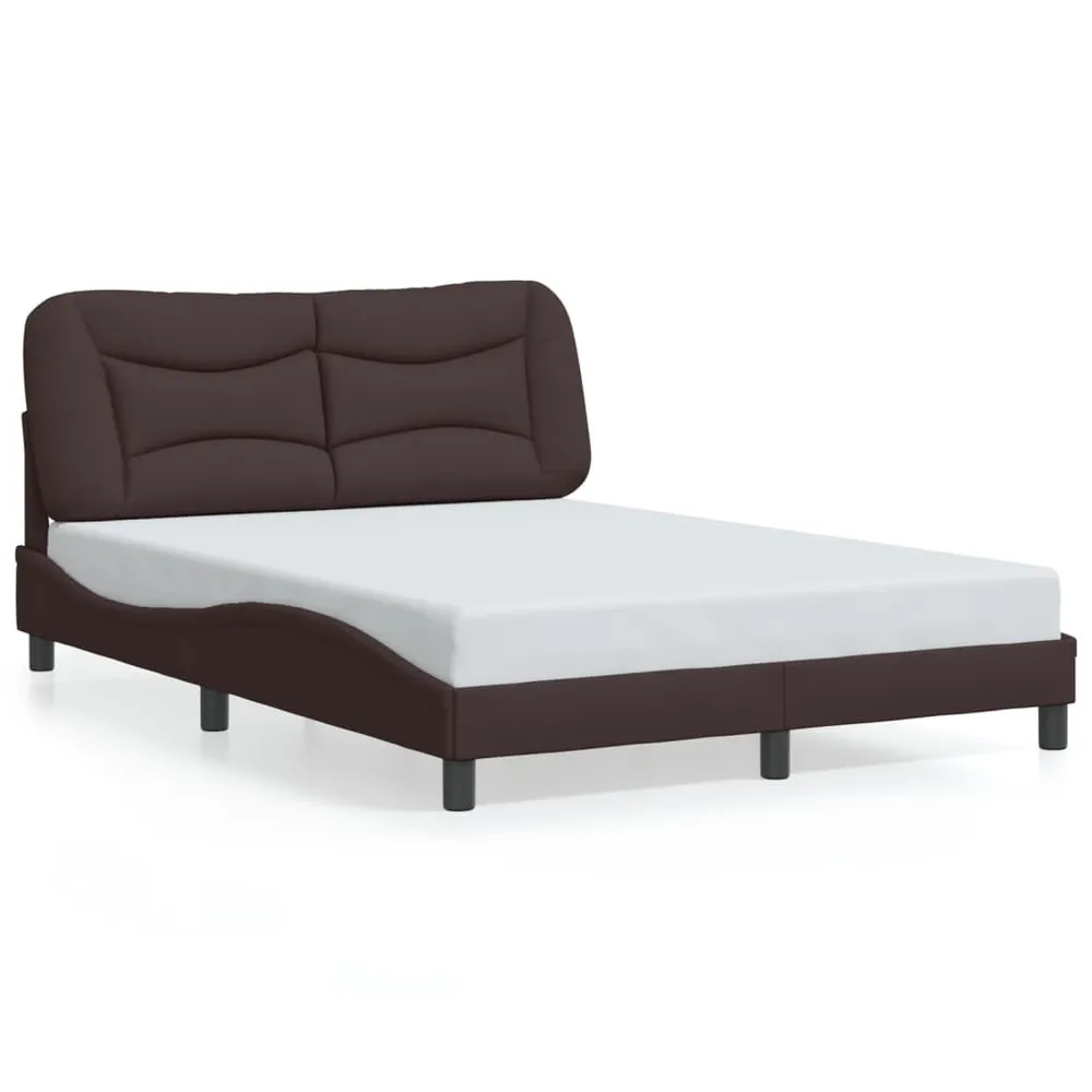 Estrutura de cama sem colchão 140x190 cm tecido castanho-escuro (Com Capa Removível)