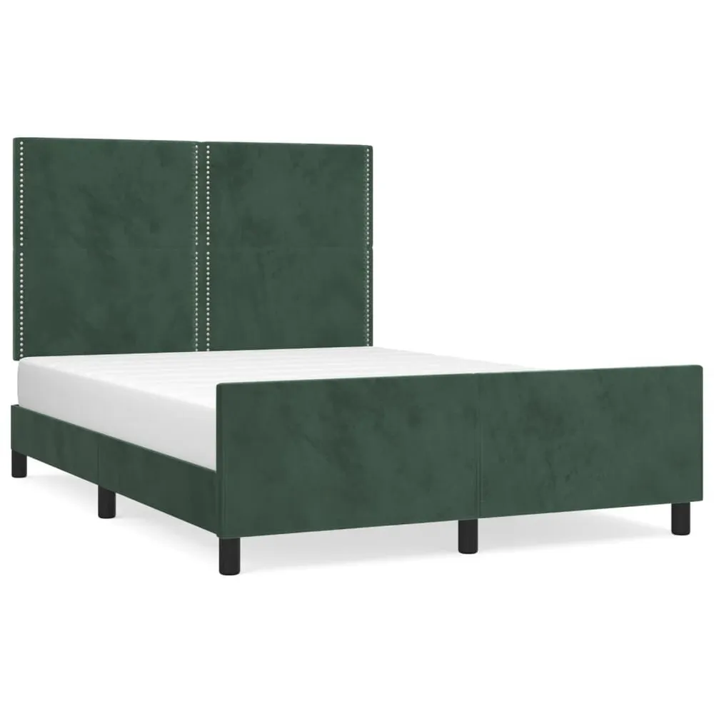 Estrutura de cama sem colchão 140x190 cm veludo verde-escuro para Adultos até 120kg