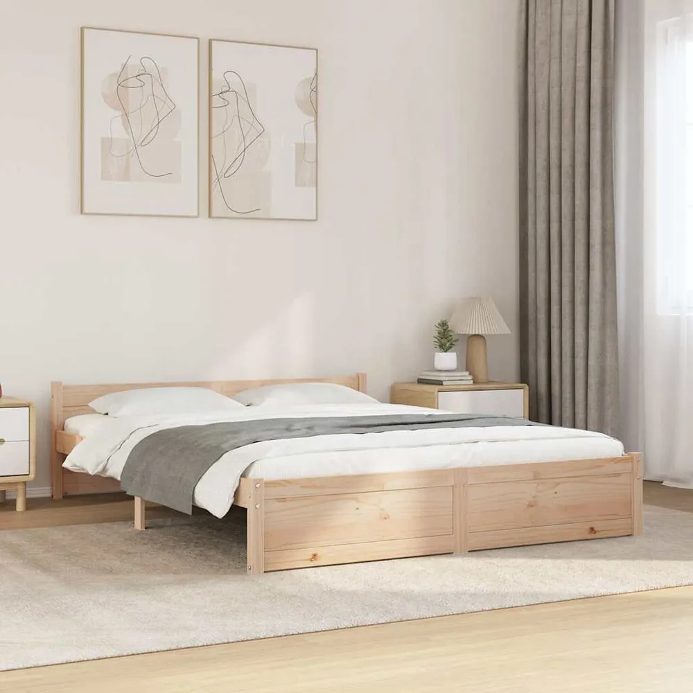 Estrutura de cama sem colchão 140x200 cm madeira maciç para Adultos até 120kg