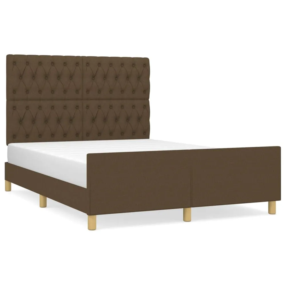 Estrutura de cama sem colchão 140x200 cm tecido castanho-escuro Altura 20 cm