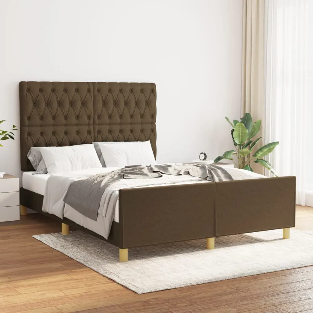 Estrutura de cama sem colchão 140x200 cm tecido castanho-escuro Altura 20 cm