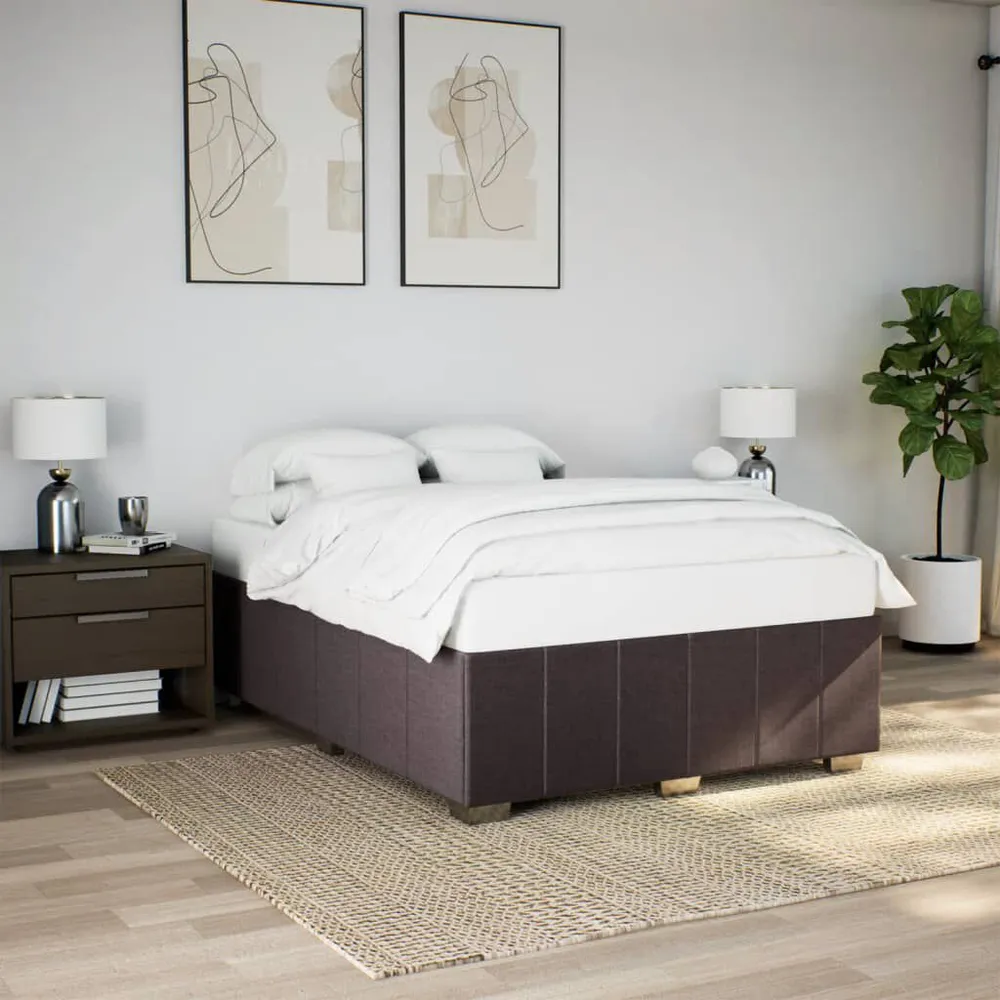 Estrutura de cama sem colchão 140x200 cm tecido castanho-escuro para Festas do Pijama