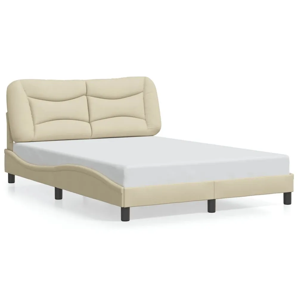 Estrutura de cama sem colchão 140x200 cm tecido cor creme para Uso Doméstico e Camping
