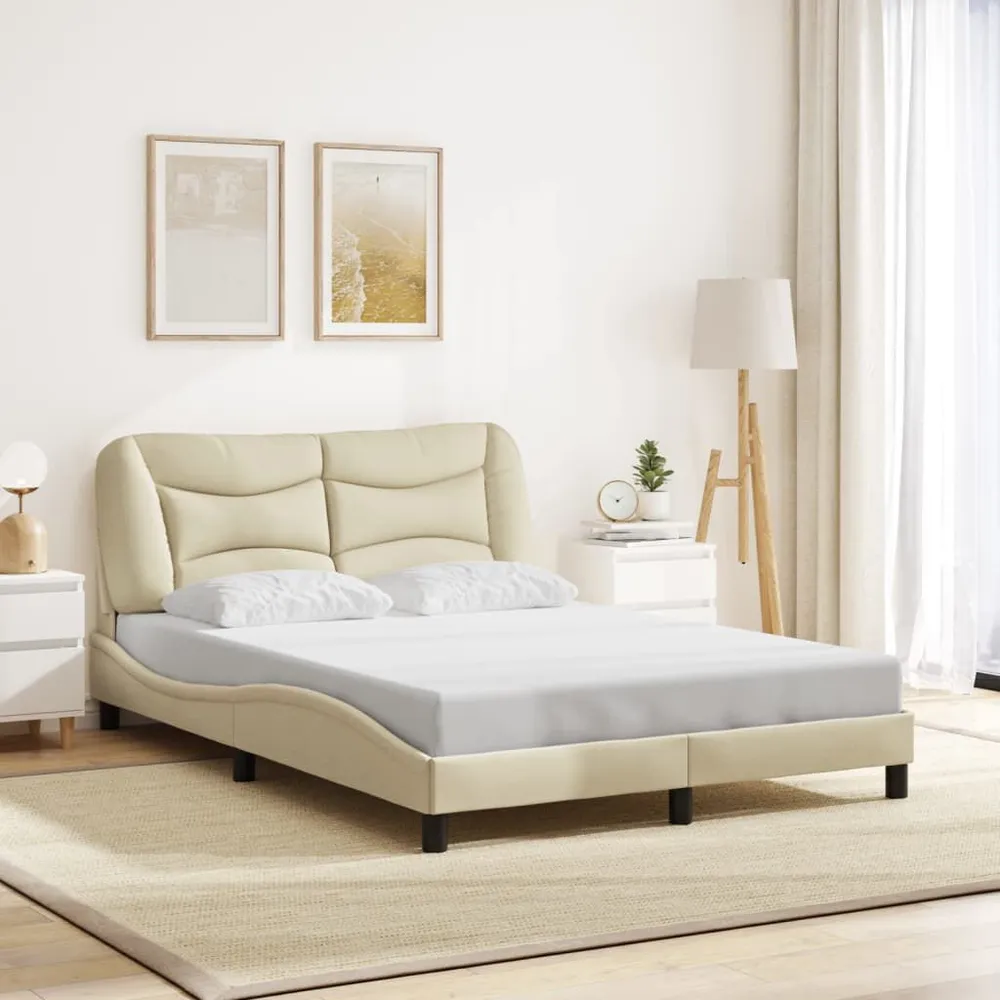 Estrutura de cama sem colchão 140x200 cm tecido cor creme para Uso Doméstico e Camping