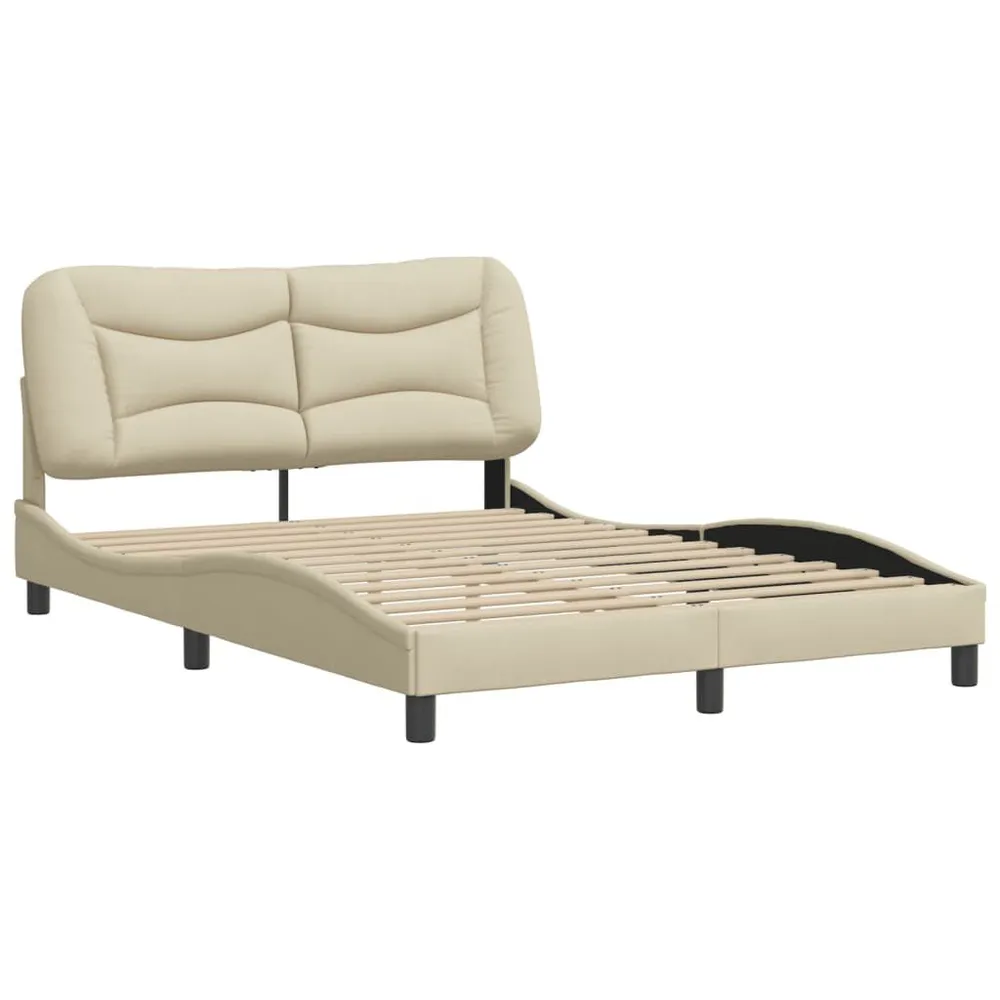 Estrutura de cama sem colchão 140x200 cm tecido cor creme para Uso Doméstico e Camping