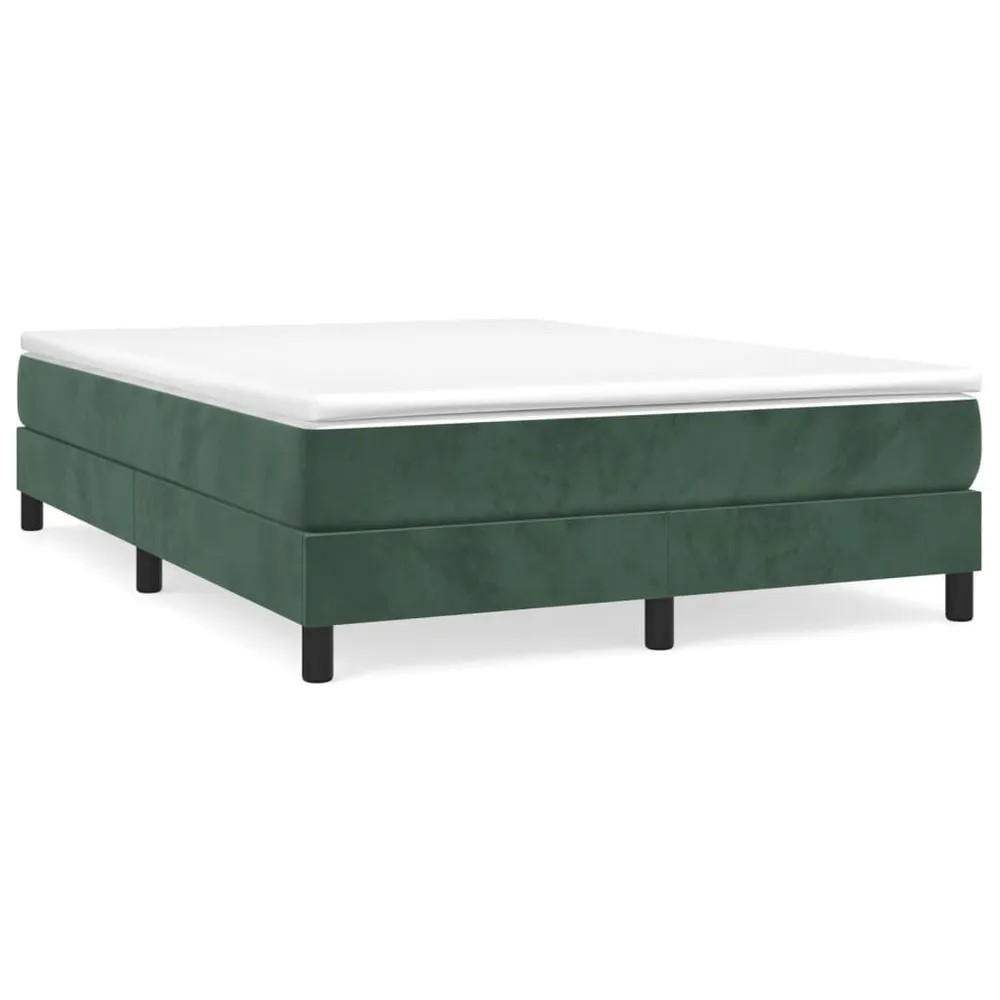 Estrutura de cama sem colchão 140x200 cm veludo verde-escuro em Tecido Resistente