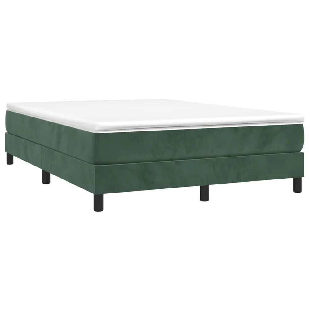 Estrutura de cama sem colchão 140x200 cm veludo verde-escuro em Tecido Resistente