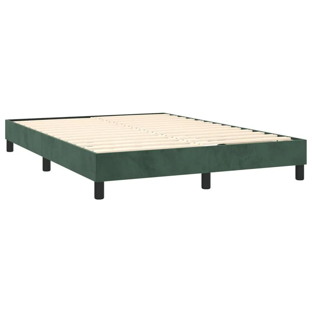 Estrutura de cama sem colchão 140x200 cm veludo verde-escuro em Tecido Resistente