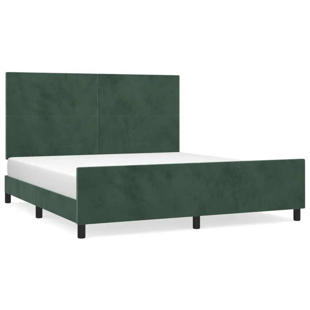 Estrutura de cama sem colchão 160x200 cm veludo verde-escuro para Camping e Trilhas