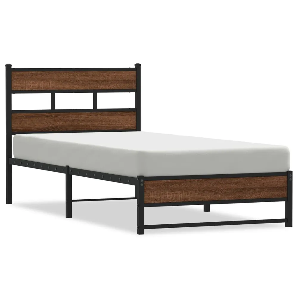Estrutura de cama sem colchão 75x190 cm metálico carvalho castanho para Uso Doméstico e Camping