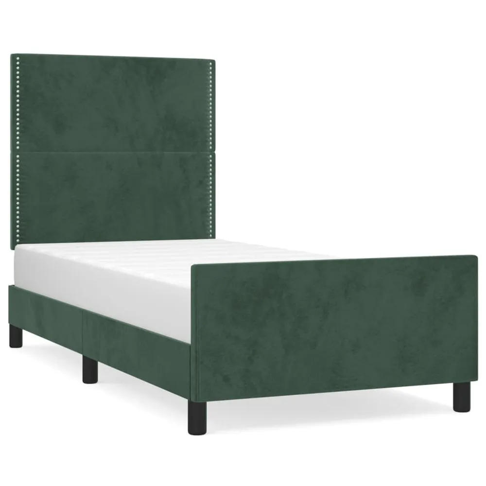 Estrutura de cama sem colchão 80x200 cm veludo verde-escuro para Visitas Inesperadas