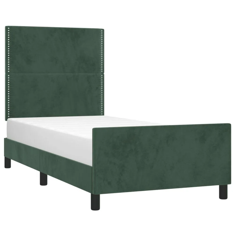 Estrutura de cama sem colchão 80x200 cm veludo verde-escuro para Visitas Inesperadas