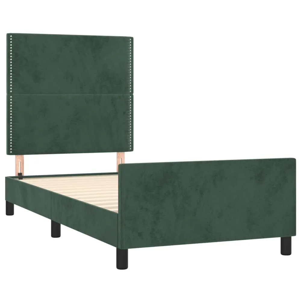 Estrutura de cama sem colchão 80x200 cm veludo verde-escuro para Visitas Inesperadas