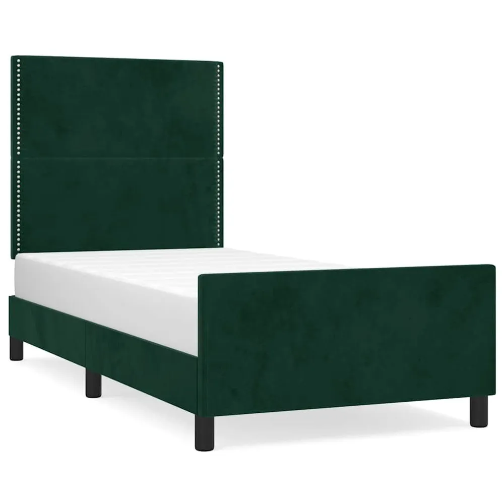 Estrutura de cama sem colchão 90x190 cm veludo verde-escuro para Uso Doméstico e Camping