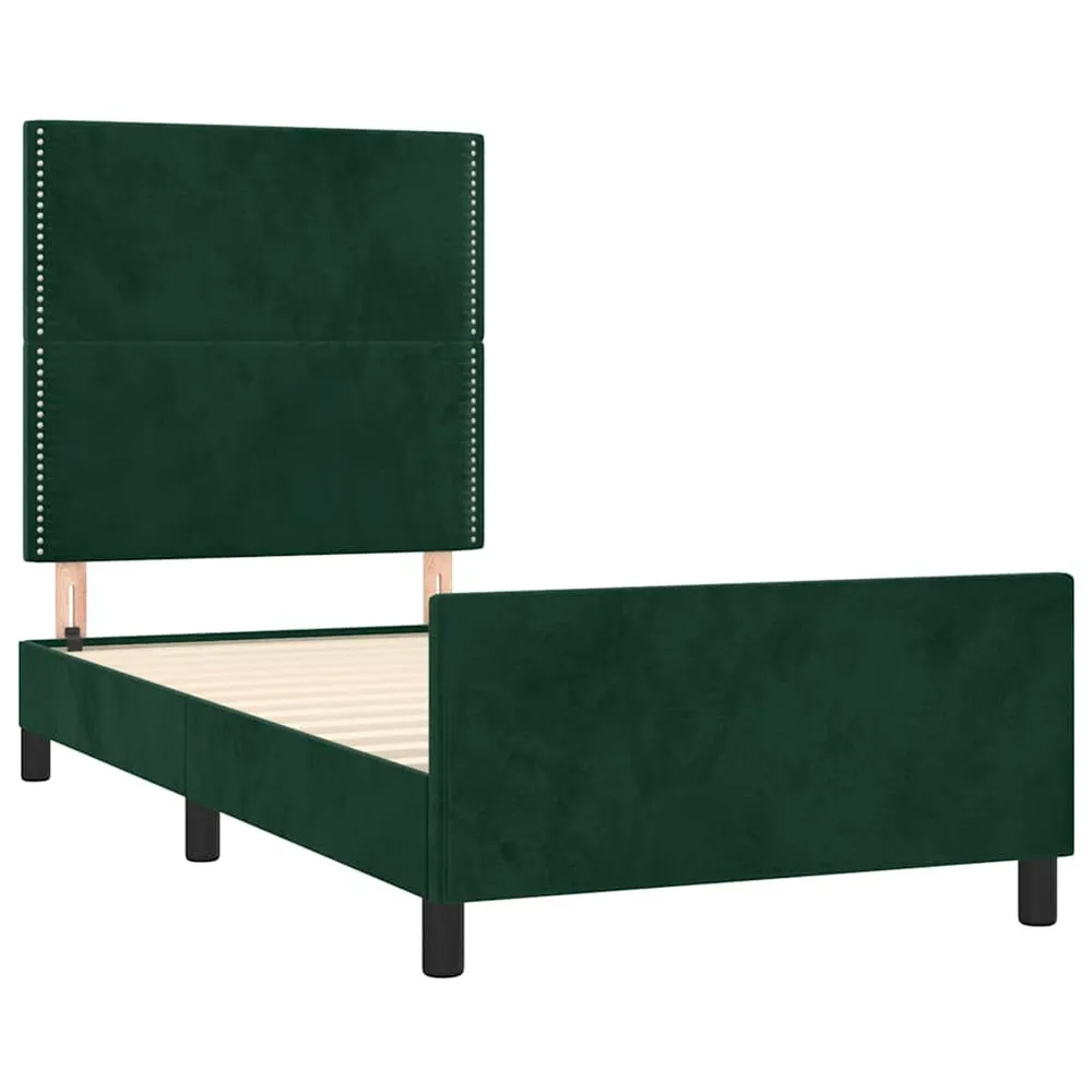Estrutura de cama sem colchão 90x190 cm veludo verde-escuro para Uso Doméstico e Camping