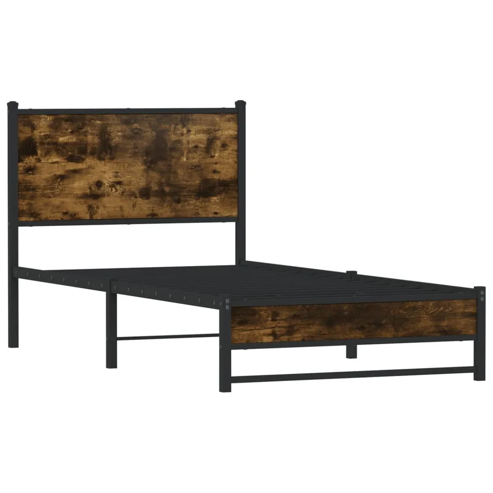 Estrutura de cama sem colchão 90x200 cm metálico carvalho fumado
