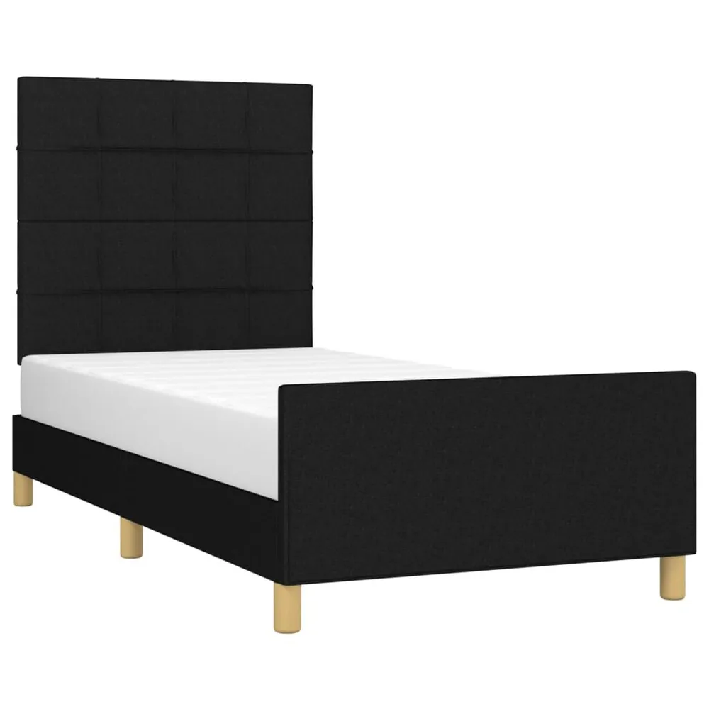 Estrutura de cama sem colchão 90x200 cm tecido preto com Camada de Flocado