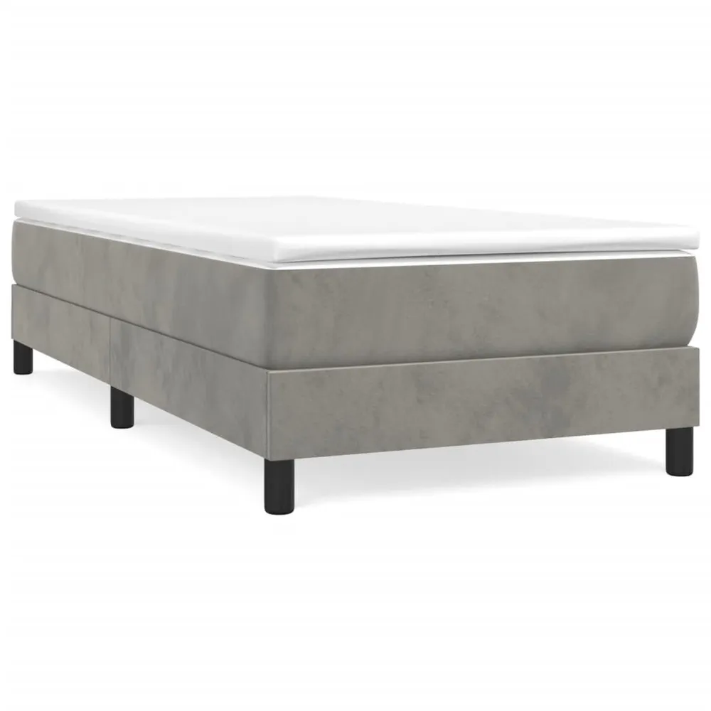 Estrutura de cama sem colchão 90x200 cm veludo cinzento-claro (Com Capa Removível)