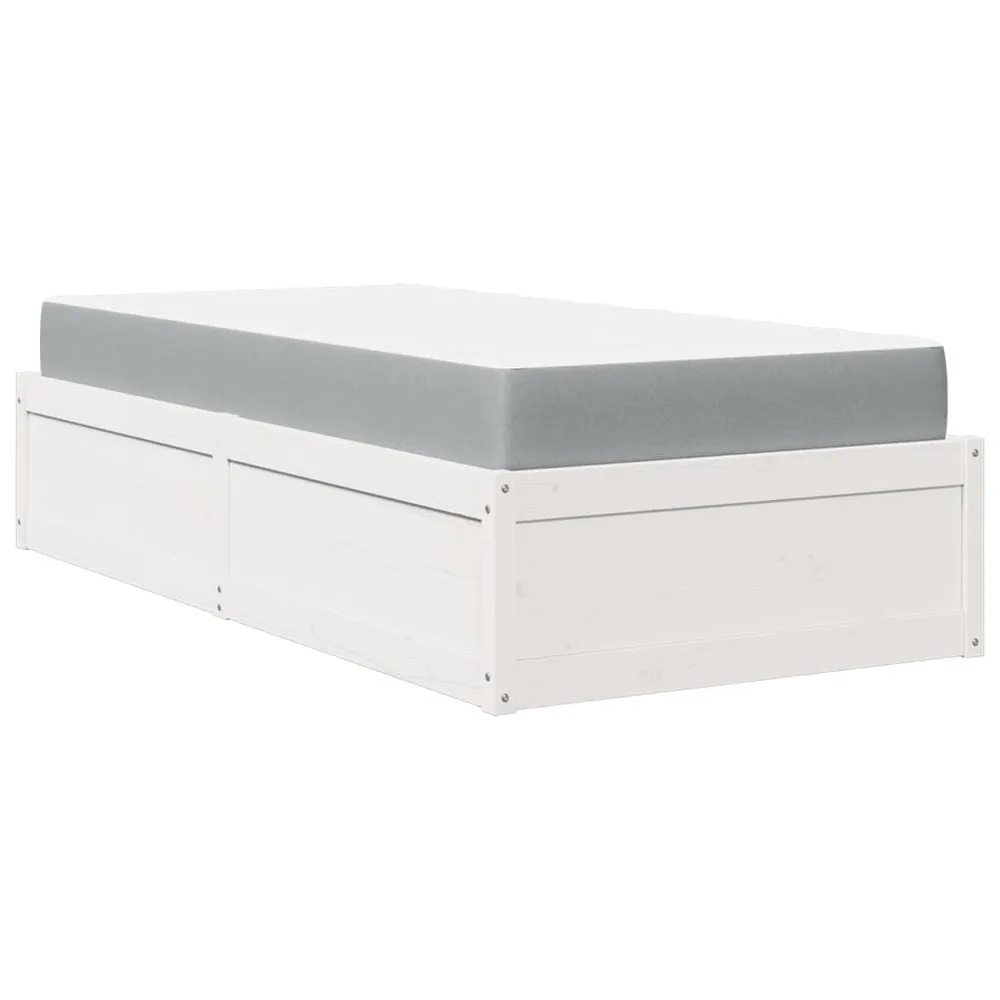 Premium Impermeável Cama com colchão 90x190 cm madeira de pinho maciç branco