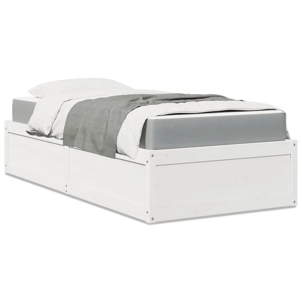 Premium Impermeável Cama com colchão 90x190 cm madeira de pinho maciç branco