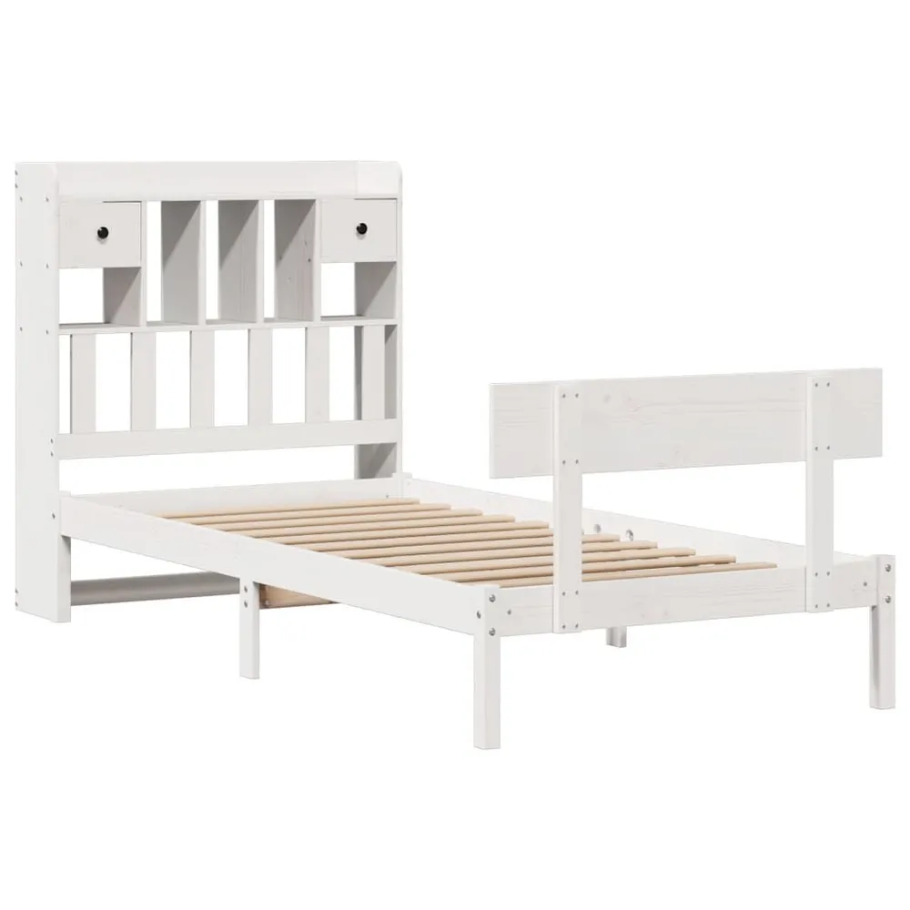 Premium Impermeável Cama com estante sem colchão 75x190 cm pinho maciço branco