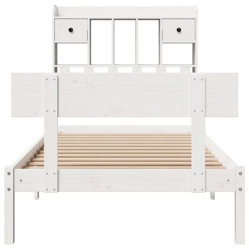 Premium Impermeável Cama com estante sem colchão 75x190 cm pinho maciço branco