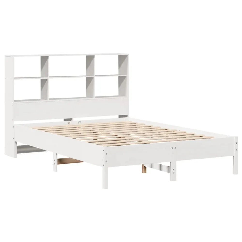 Premium Impermeável Cama com estante sem colchão 140x190 cm pinho maciço branco