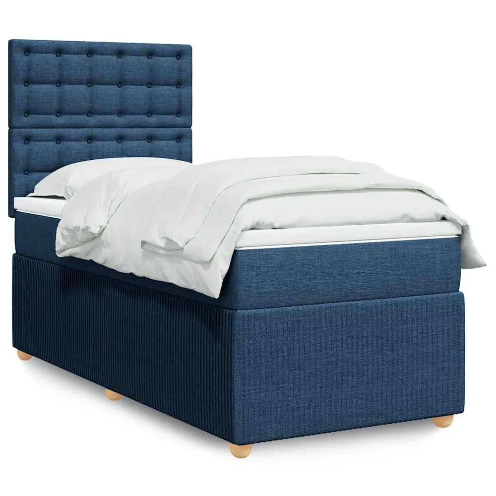 Premium Impermeável Cama com molasemcolchão 90x190 cm tecido azul